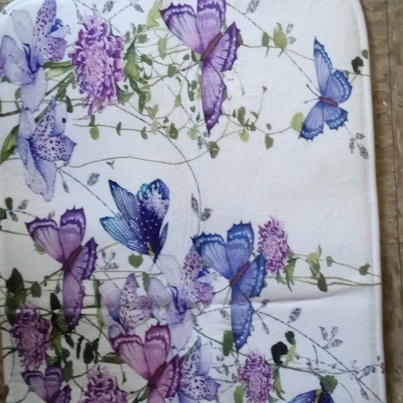 Purple and Green Floral & Butterfly Bath Mat - Picture 4 of 5